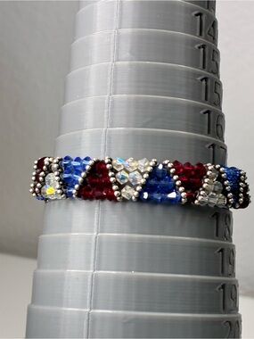 Patriotic Multi-Color Austrian Crystal Bracelet w/Filigree Accent Clasp